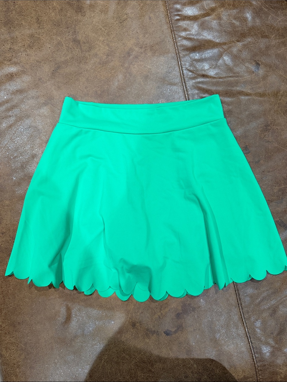 J. Crew Bright Green Scalloped Athletic Skort
